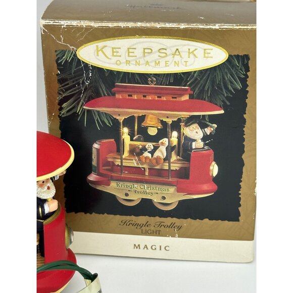VTG 1994 Hallmark Keepsake Ornament | Kringle Trolley Santa & Penguins, "MAGIC" - Picture 2 of 10